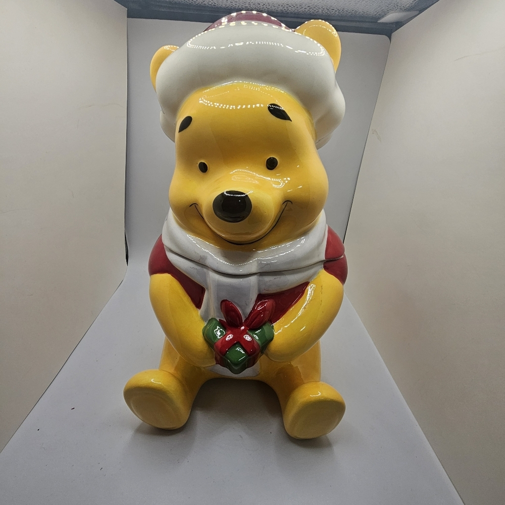Disney Winnie the Pooh Christmas Cookie Jar Zrike Holiday Ceramic 10” Decor